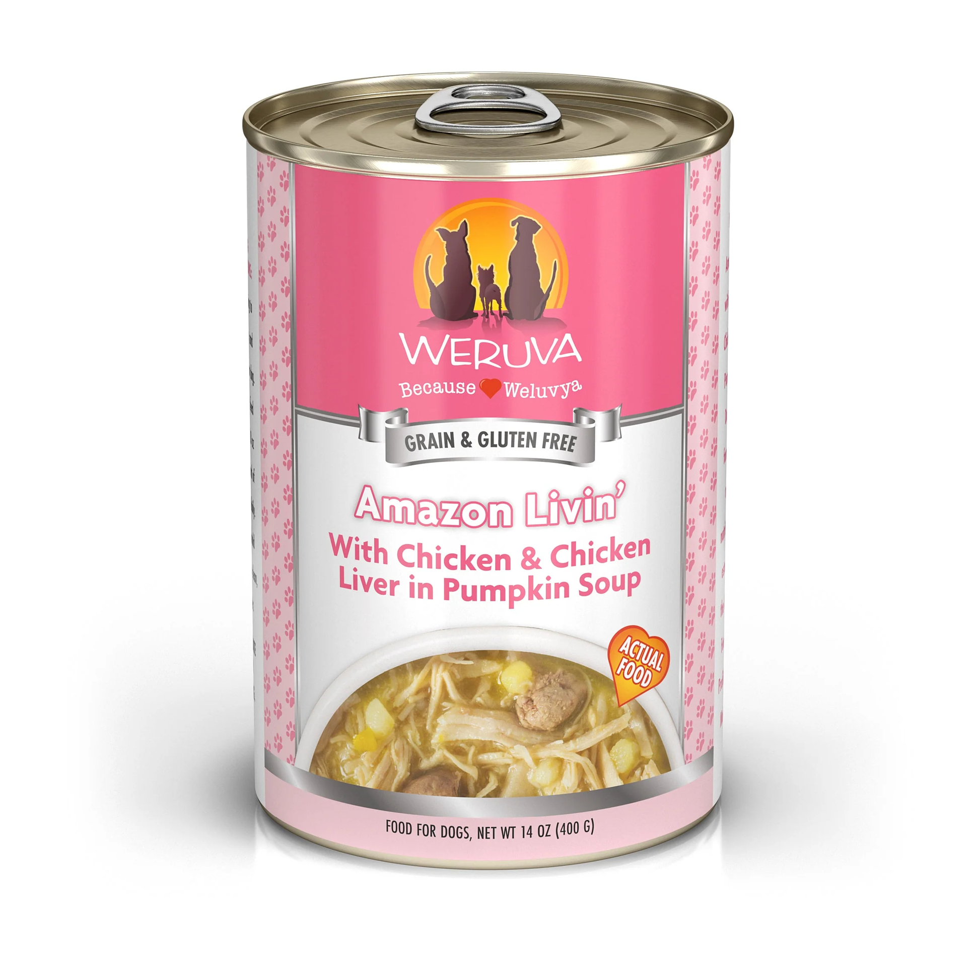 14oz can of Weruva Amazon Livin' wet dog food