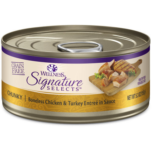 Wellness Core Adult Signature Select Chunky Chicken and Turkey Entree, 5.3-ounce can