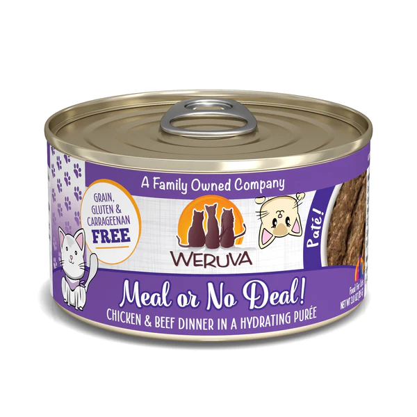 Can of Weruva Meal or No Deal chicken and beef pate cat food, 3 ounce