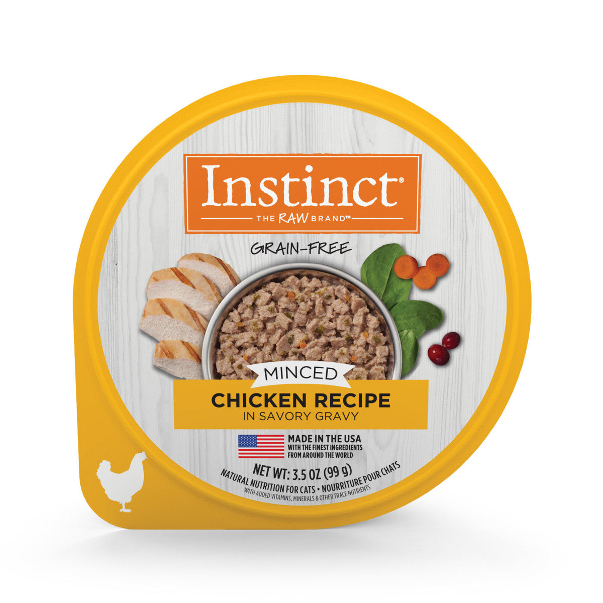 Cup of Instinct Minced Cups cage-free chicken wet cat food, 3.5 ounce