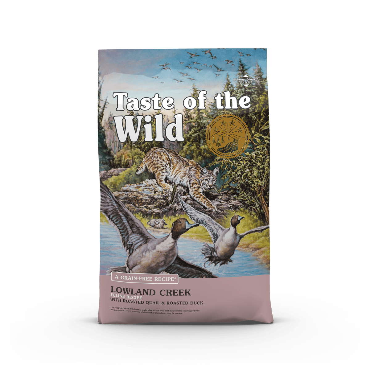 Taste of the Wild Lowland Creek Quail and Duck dry cat food bag, 5lb