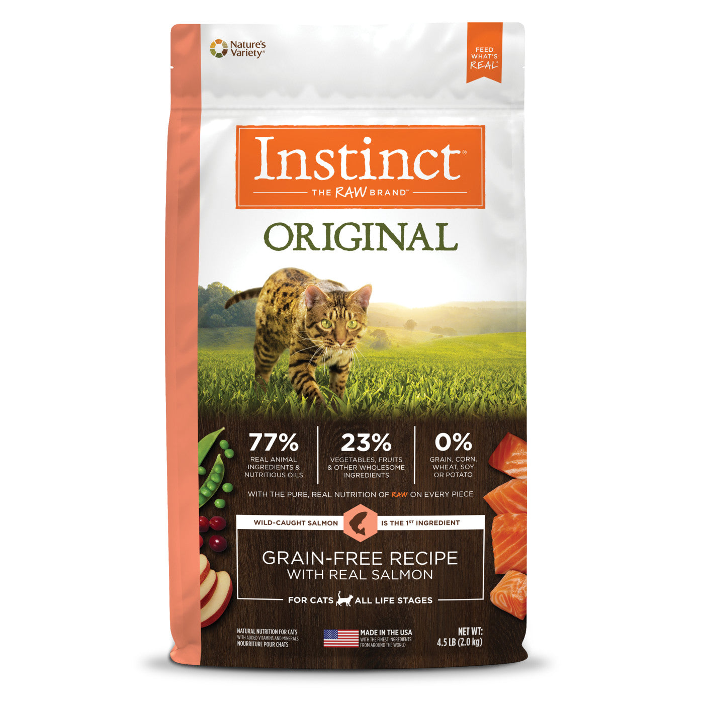 Instinct Original Grain-Free Salmon Recipe dry cat food bag, 4.5 lb