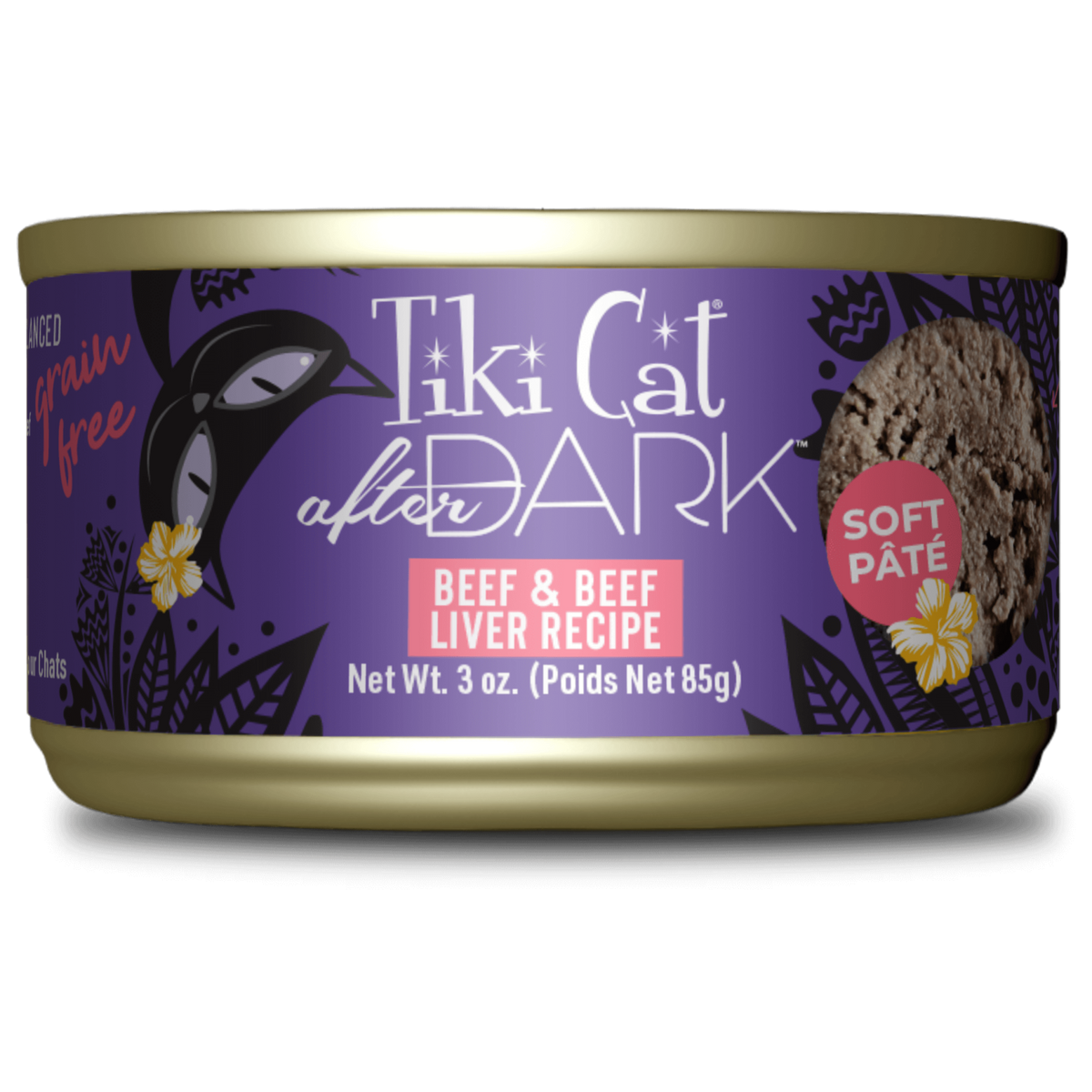 Tiki Cat After Dark Beef and Beef Liver soft pate can, 3 oz