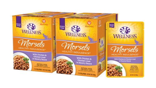 Wellness Adult Pouch Healthy Indulge Morsels Chicken and Chicken Liver, 3-ounce pouch