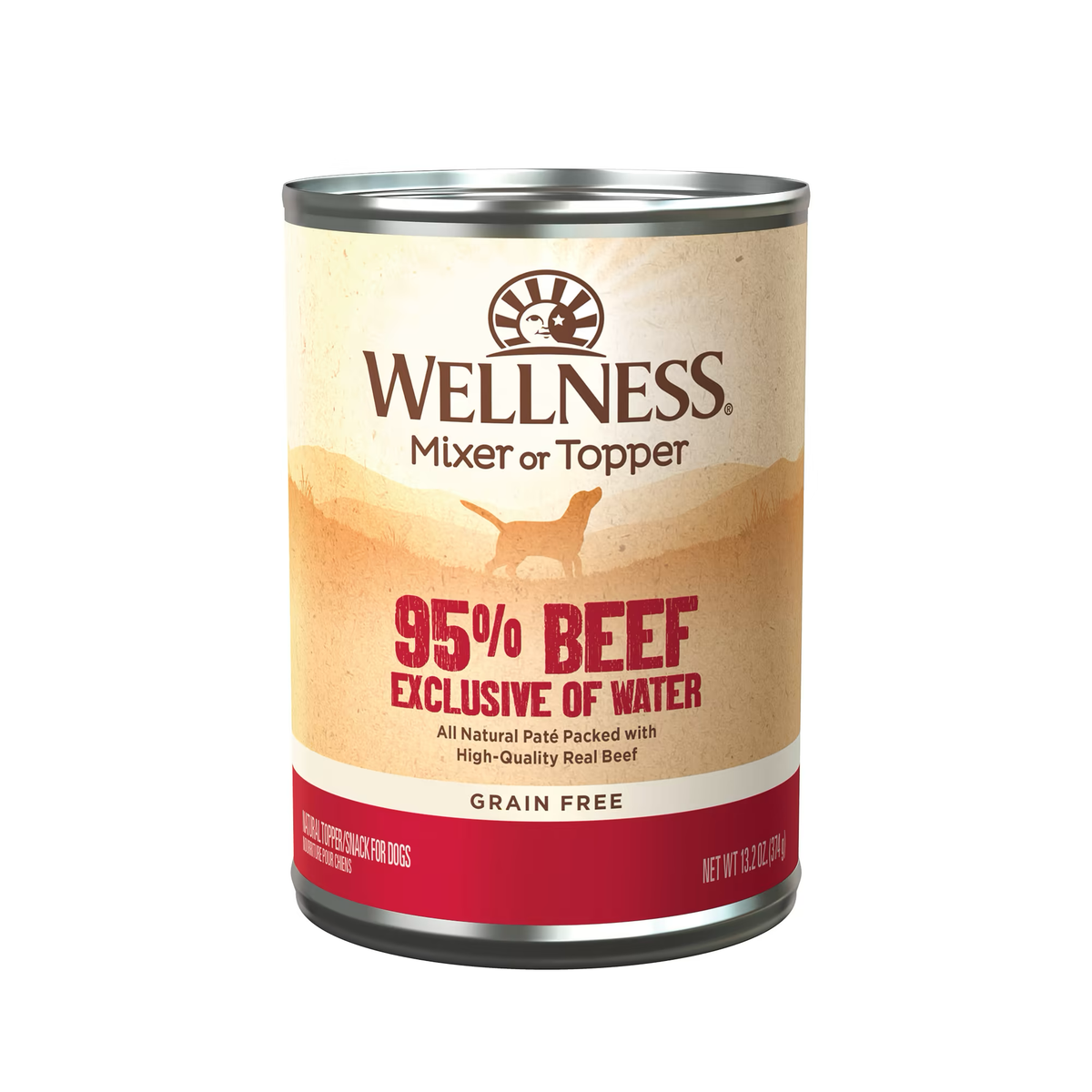 Can of Wellness Adult 95% Beef wet dog food