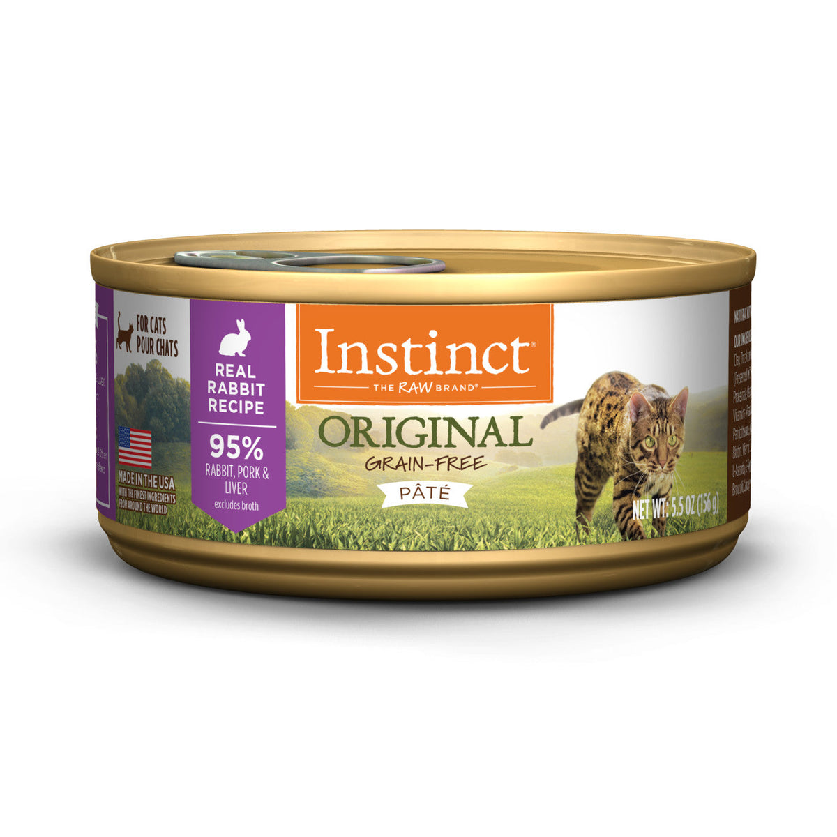 Can of Instinct Original Pate Real Rabbit wet cat food, 5.5 ounce