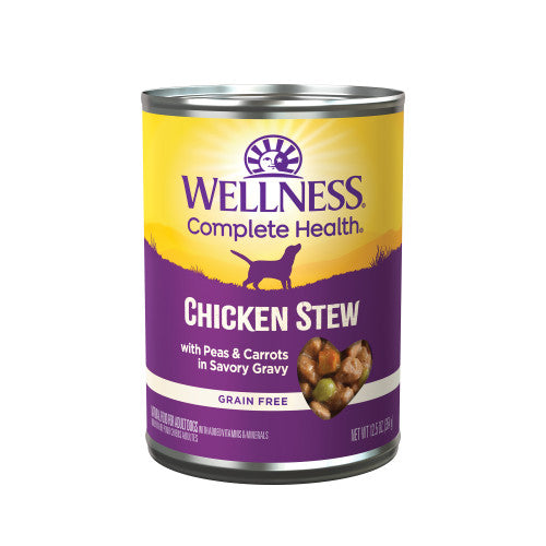 Can of Wellness Adult Chicken Stew wet dog food