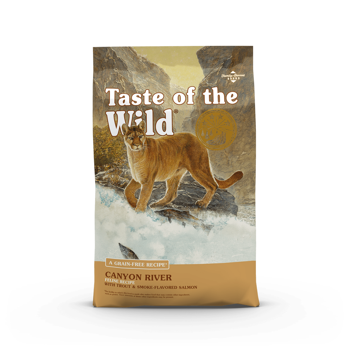 Taste of the Wild Canyon River Trout and Salmon dry cat food bag, 5lb
