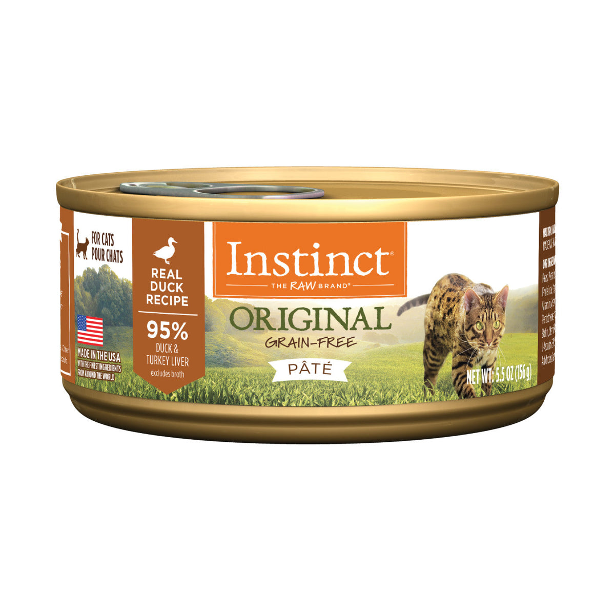 Can of Instinct Original Pate Cage-Free Duck wet cat food, 5.5 ounce