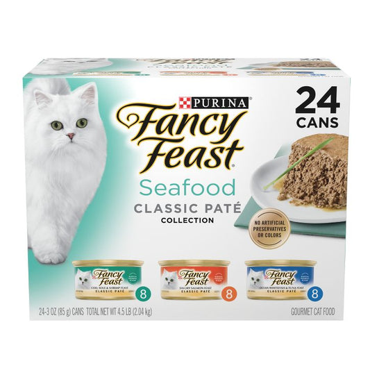 Fancy Feast Seafood Classic Pate variety pack, 24 cans, 3oz