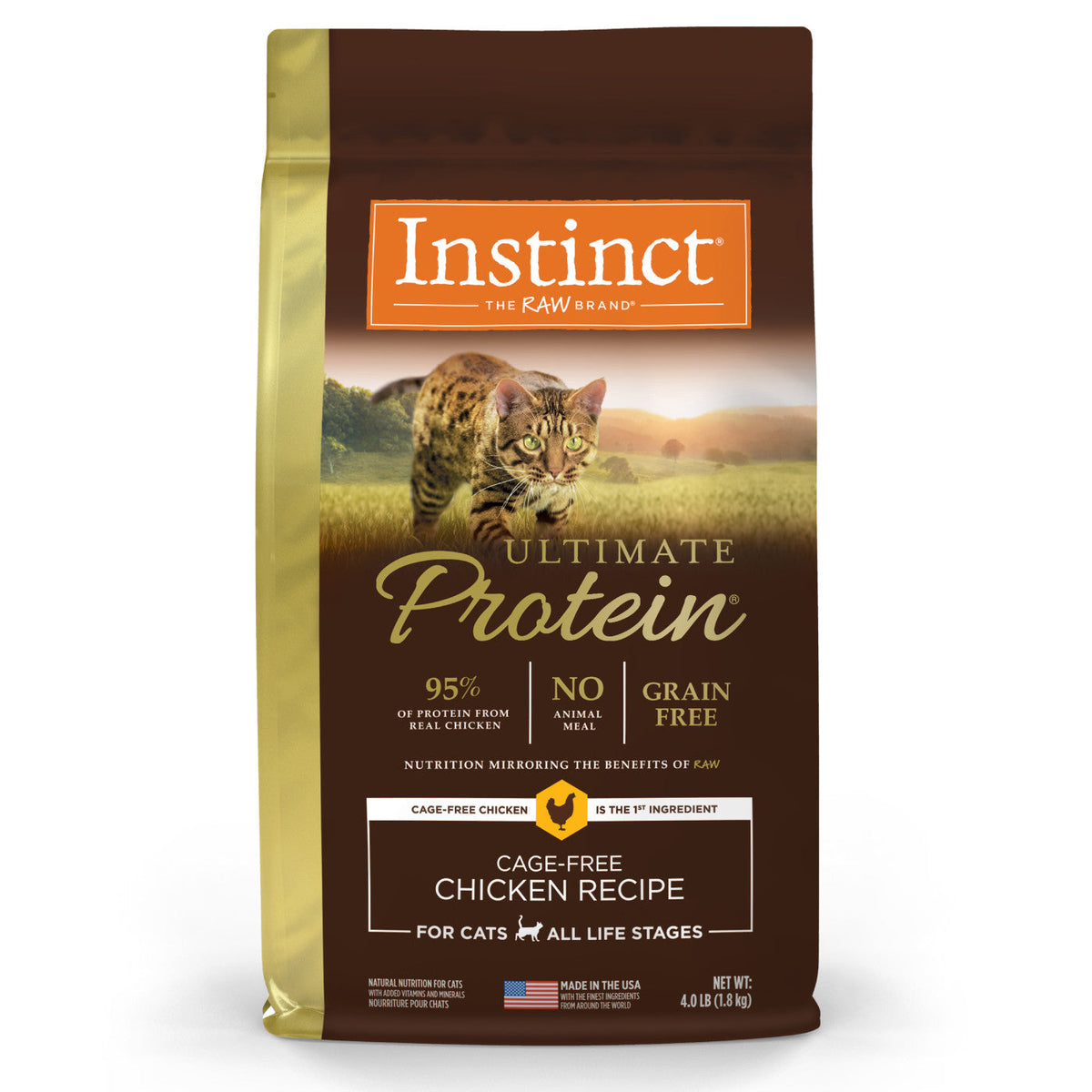 Instinct Ultimate Protein Chicken Recipe dry cat food bag, 4 lb