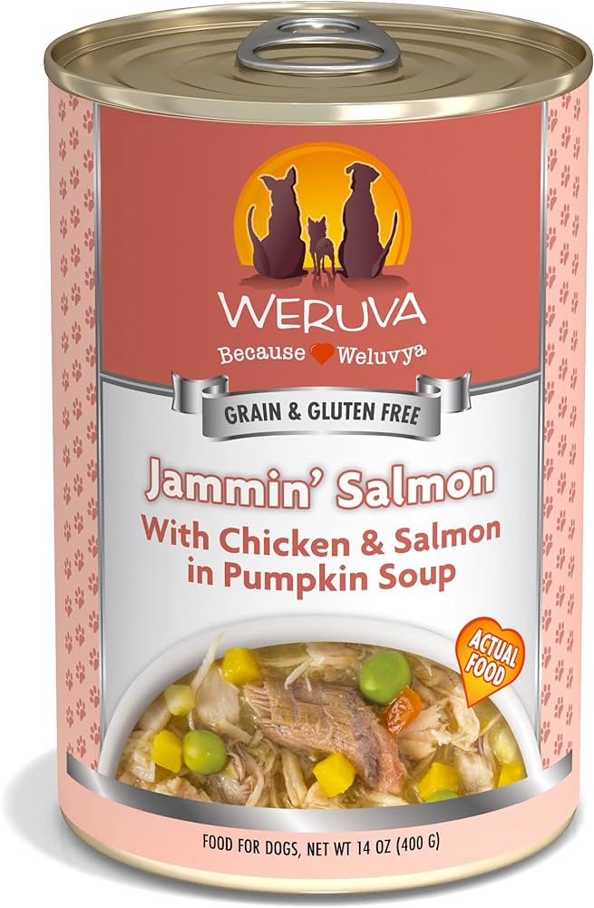 14oz can of Weruva Jammin' Salmon wet dog food