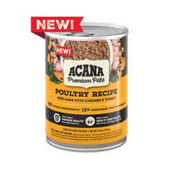 Acana Grain Free Pate Poultry wet dog food can, 12.8oz