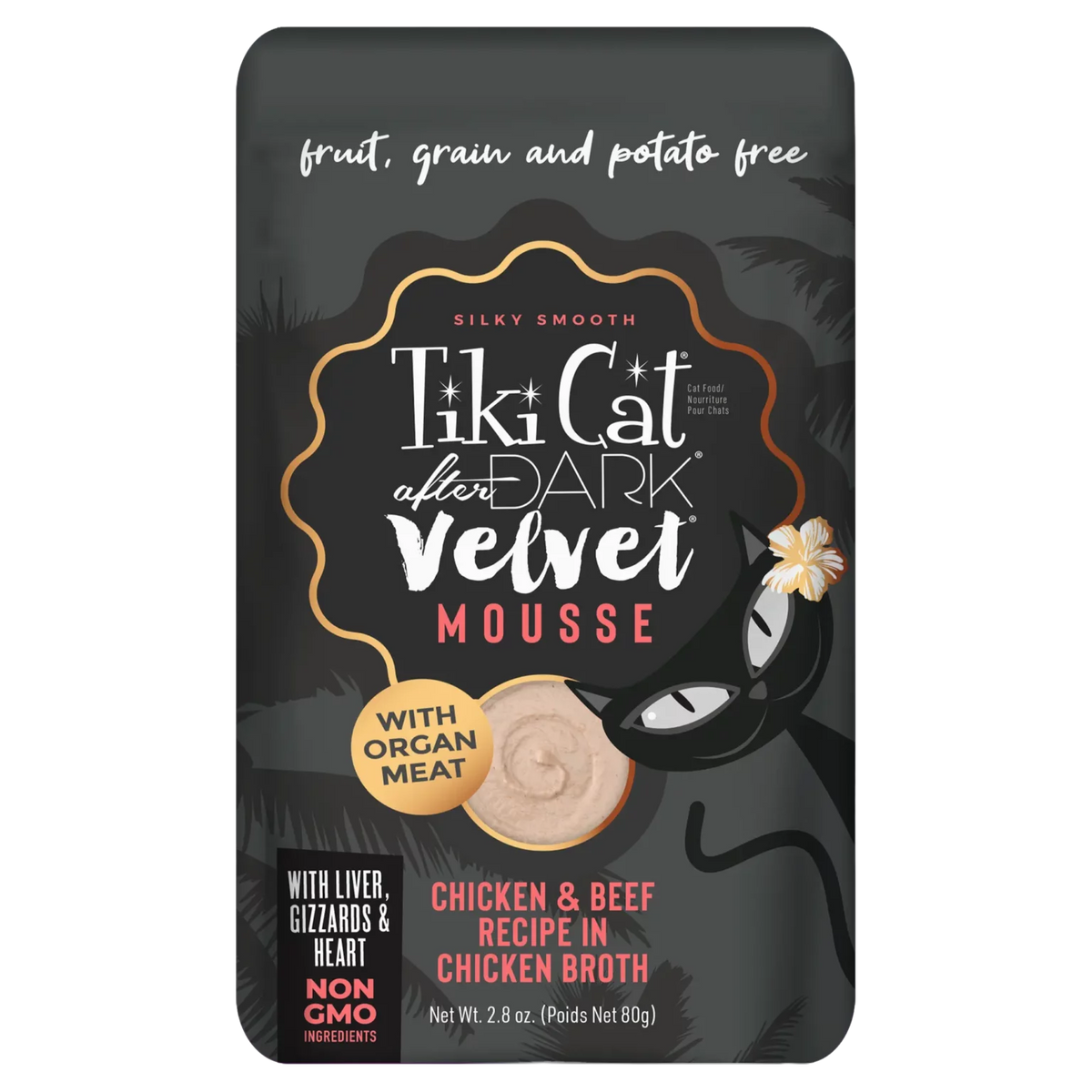 Tiki Cat After Dark Velvet Mousse Chicken and Beef pouch, 2.8 oz