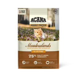 Acana All Life Stages Grain Free Meadowland dry cat food bag, 4lb