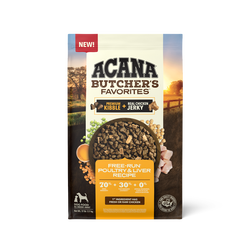4lb bag of Acana Adult Butcher's Favorites Poultry and Liver grain-free dry dog food