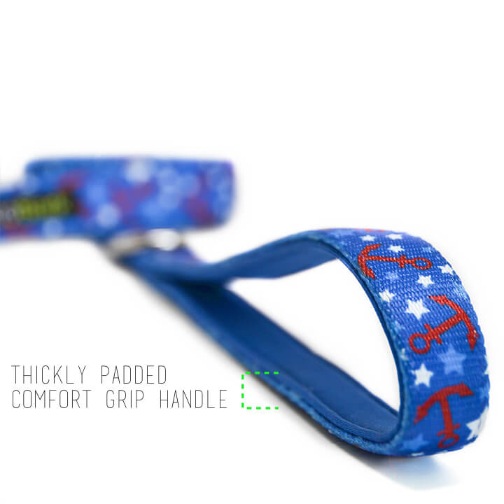 Nautical Comfort Grip Dog Leash, 4 to 6 ft
