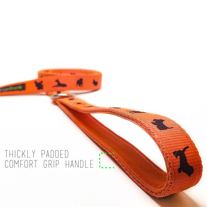 Safety Orange Comfort Grip Dog Leash, 4 to 6 ft