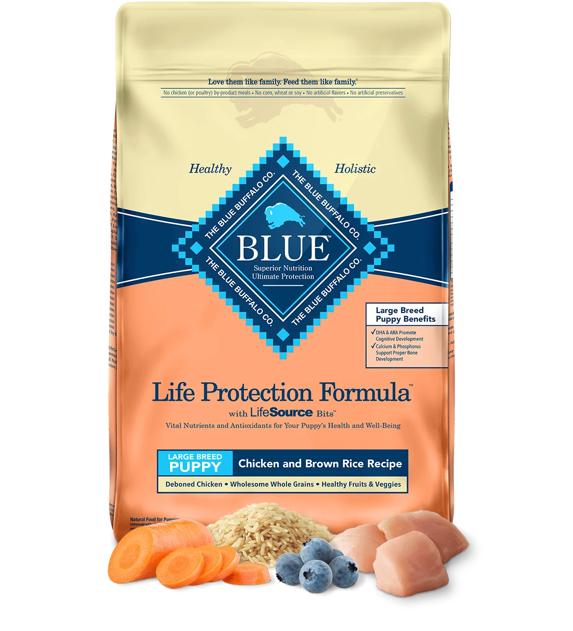 Bag of Blue Buffalo Life Protection Formula Large Breed Puppy Chicken & Brown Rice Recipe Dry Dog Food (30lb)
