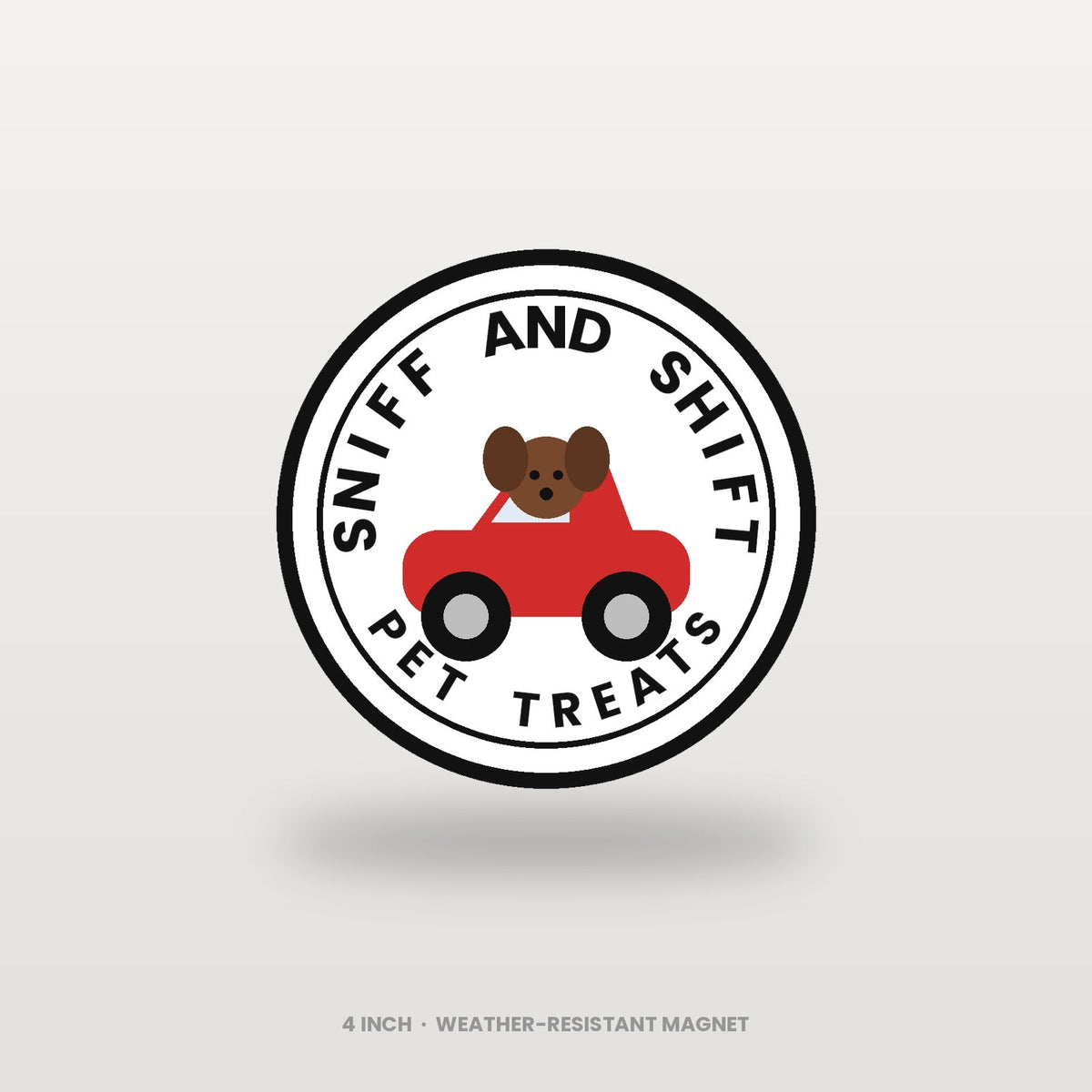 Sniff and Shift 4-inch circle logo magnet