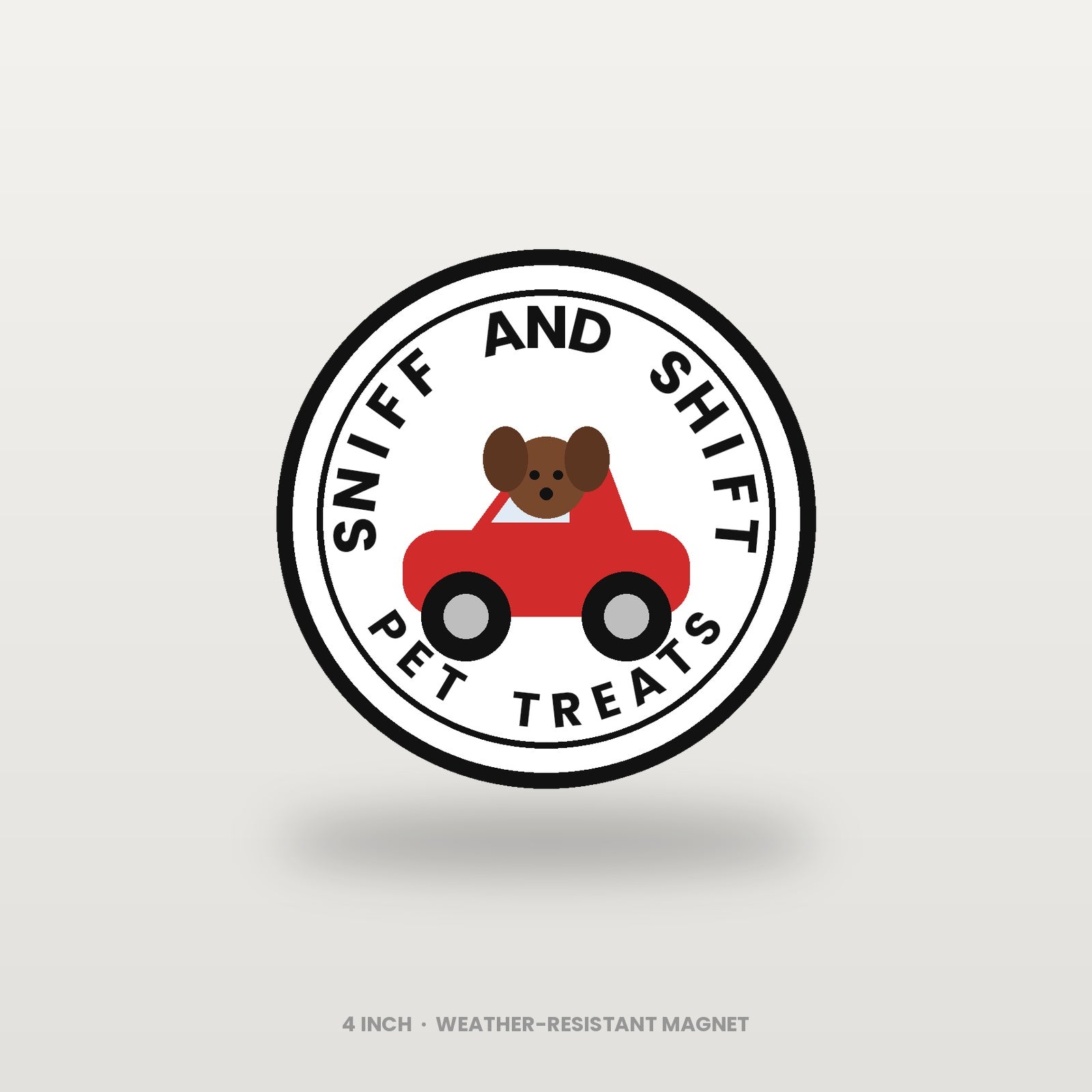 Sniff and Shift 4-inch circle logo magnet