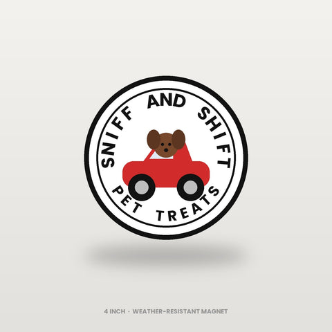 Sniff and Shift Circle-Logo Magnet: 4 Inch
