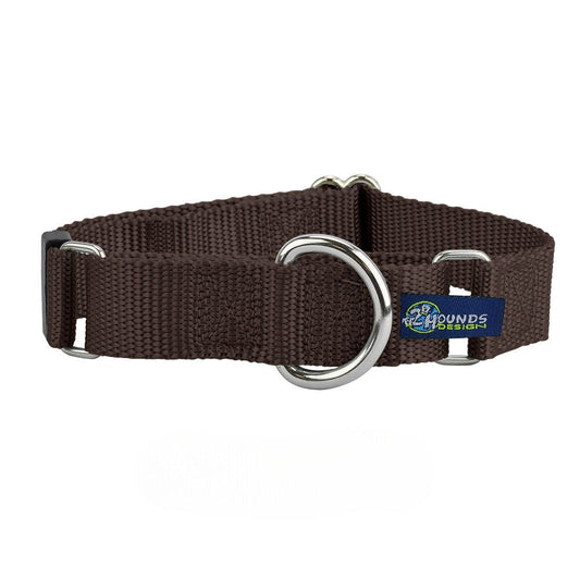 Brown Nylon Martingale Dog Collar 5/8″ and 1″ by 2 Hounds Design, sold through Sniff and Shift