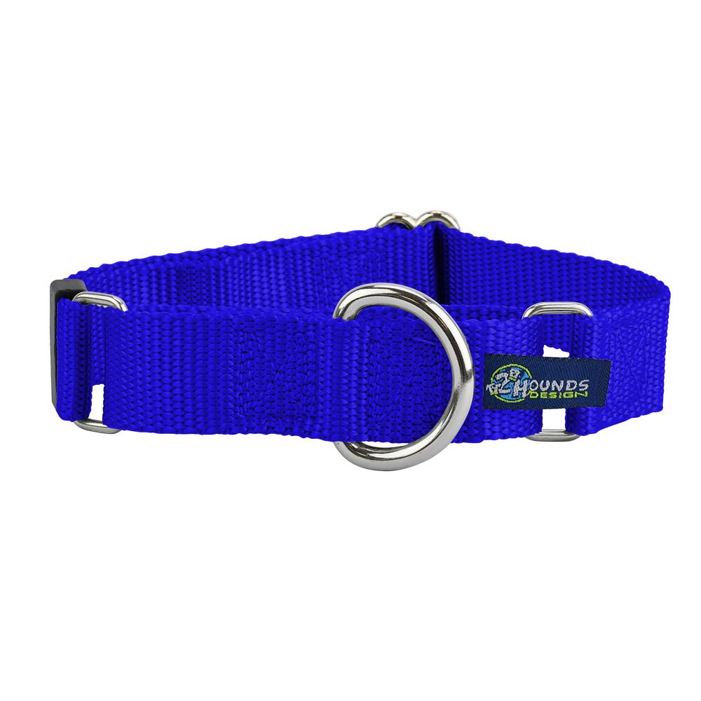 Royal Blue Nylon Martingale Dog Collar 5/8″ and 1″ by 2 Hounds Design, sold through Sniff and Shift