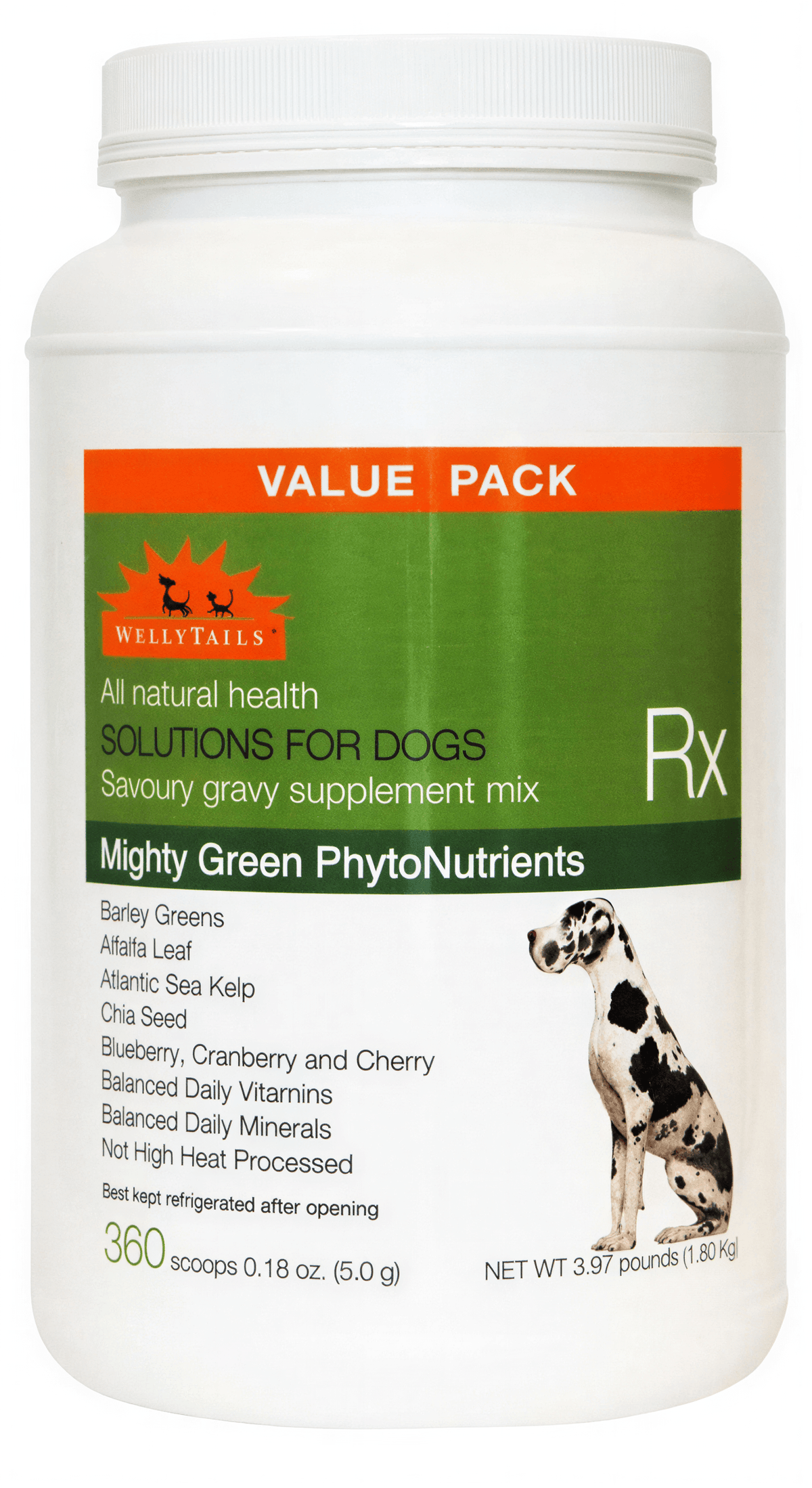 WellyTails Mighty Green Powder Topper for Dogs