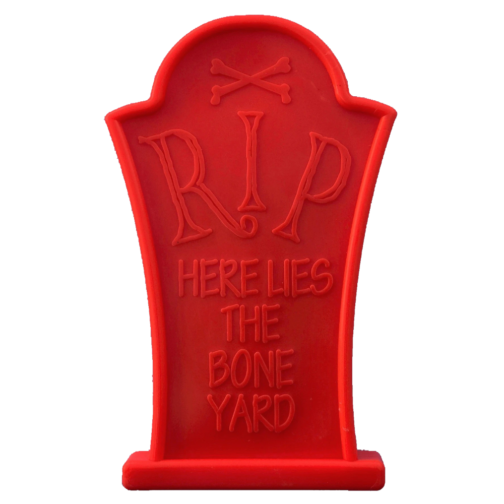 Headstone Nylon Chew Toy shaped like a headstone, SodaPup, sold through Sniff and Shift