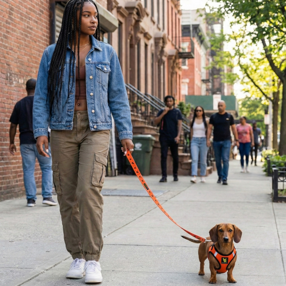 Step-In Dog Harness, Reflective Mesh, Orange