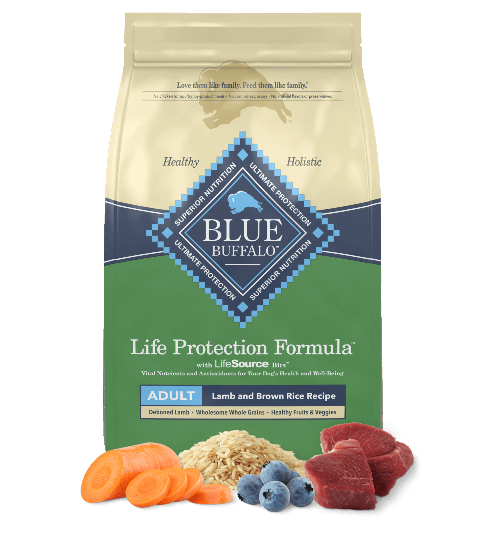 Bag of Blue Buffalo Adult Lamb and Brown Rice Dry Dog Food