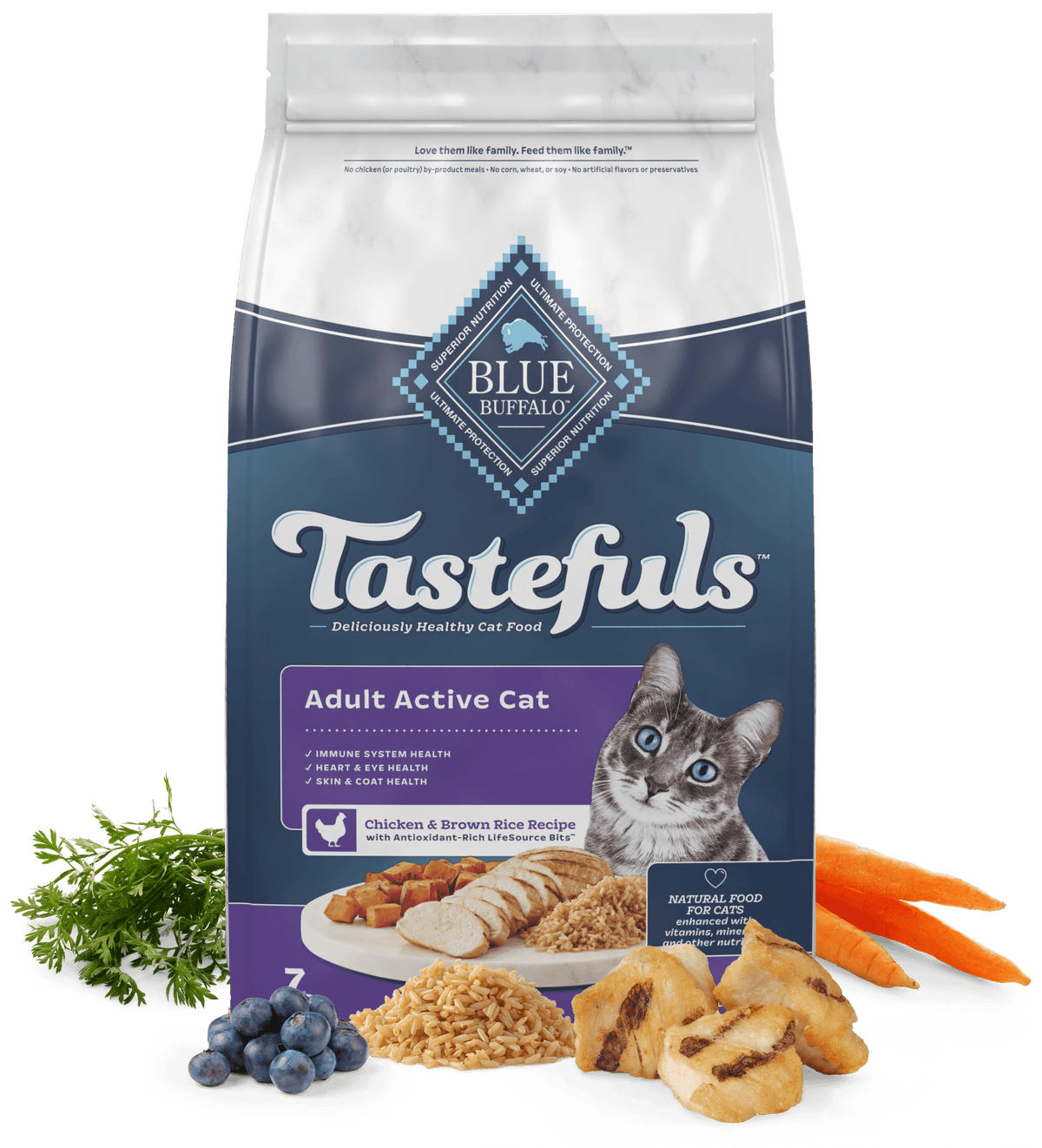 Blue Buffalo Tastefuls Active Adult Cat Chicken & Brown Rice dry cat food bag