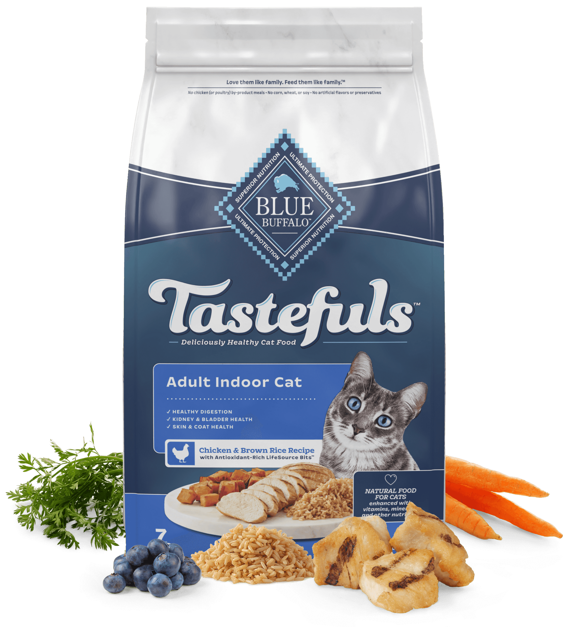 Blue Buffalo Tastefuls Adult Indoor Cat Chicken & Brown Rice dry cat food bag