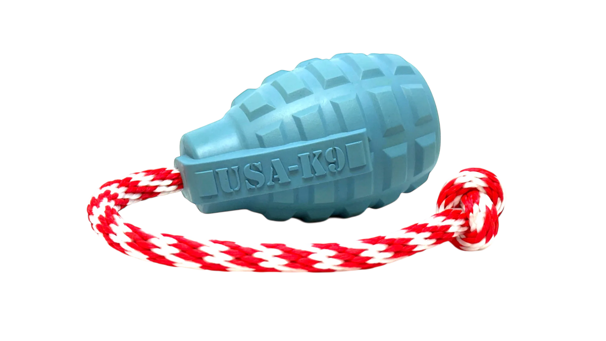 USA-K9 Grenade Rubber Toy Steel Blue