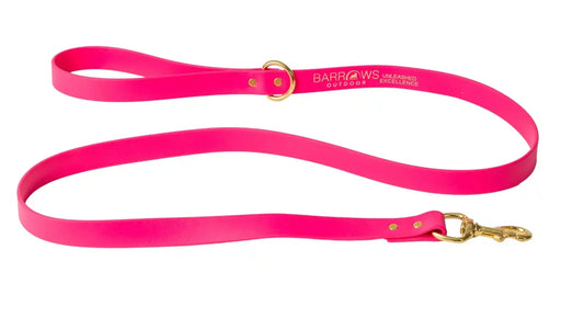 Barrows Dog Leash gun dog lead by Barrows Outdoor in pink Biothane with a brass snap
