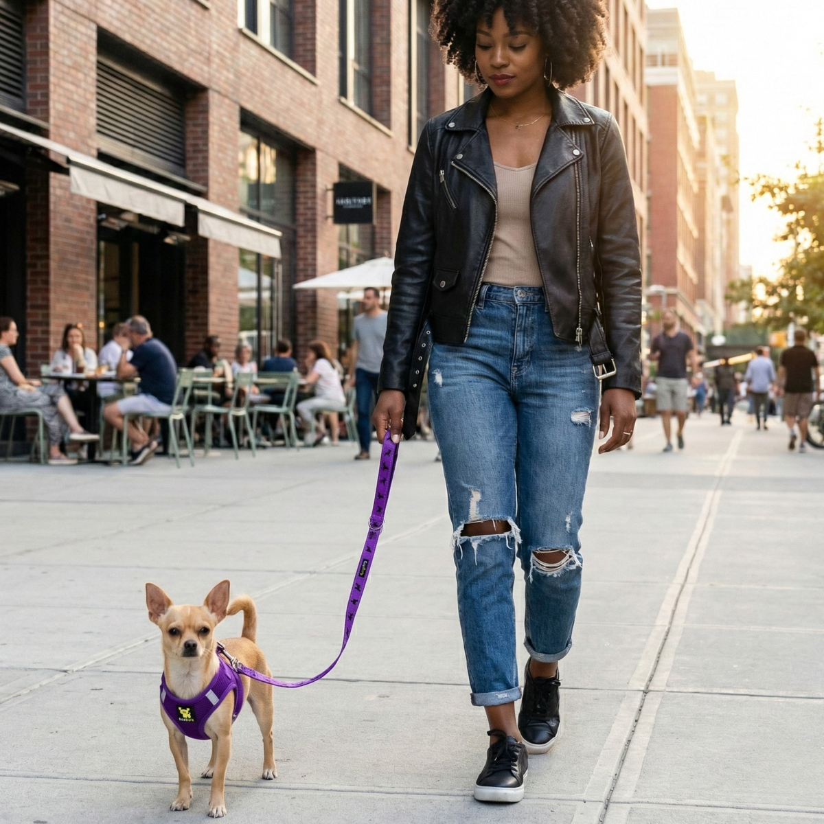 Purple Step-In Dog Harness, Reflective Mesh, Teacup to XL