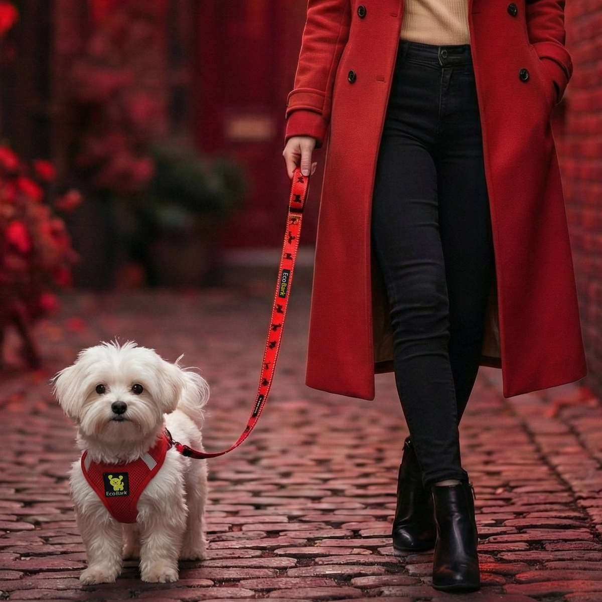 Red Step-In Dog Harness, Reflective Mesh, Teacup to XL