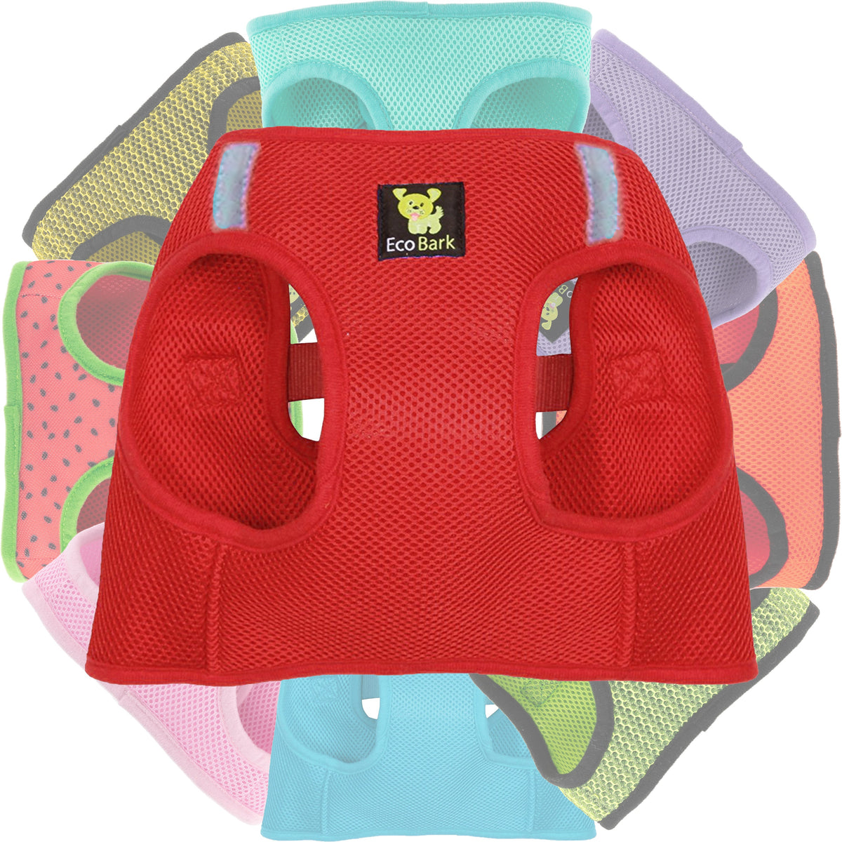 Red Step-In Dog Harness, Reflective Mesh, Teacup to XL