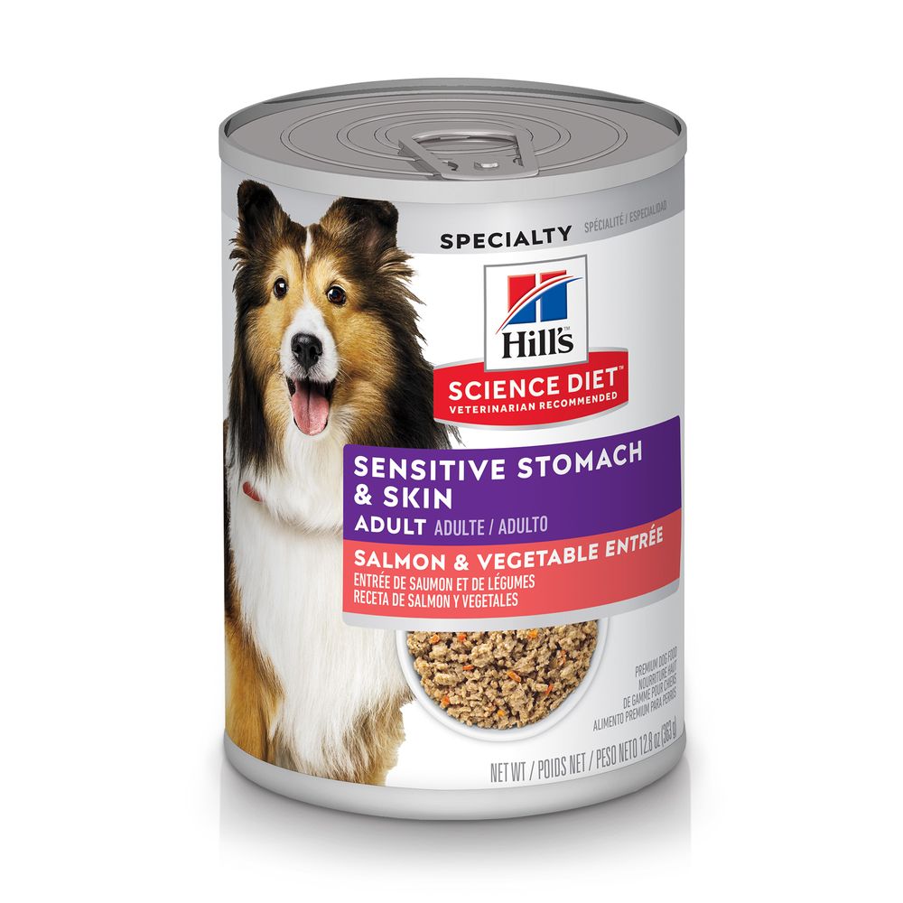 Hill's Science Diet Salmon & Vegetable Entrée wet dog food can, 12.8oz