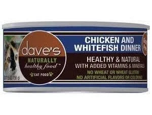 Dave's Naturally Healthy Chicken & Whitefish wet cat food, 5.5oz can