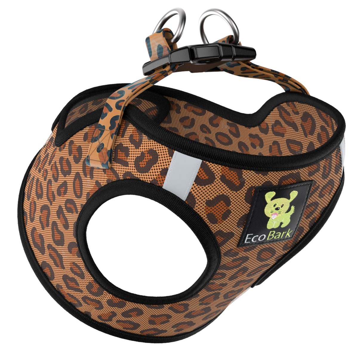 Cheetah Step-In Dog Harness, Reflective Mesh, Teacup to XL, EcoBark Pet Supplies, sold through Sniff and Shift
