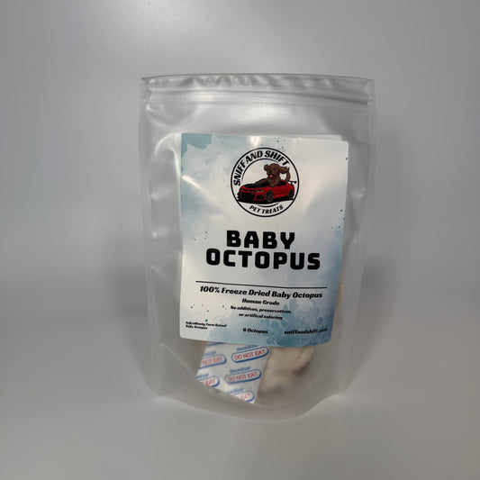 Sniff and Shift freeze dried baby octopus for dogs and cats exotic single ingredient pet treat