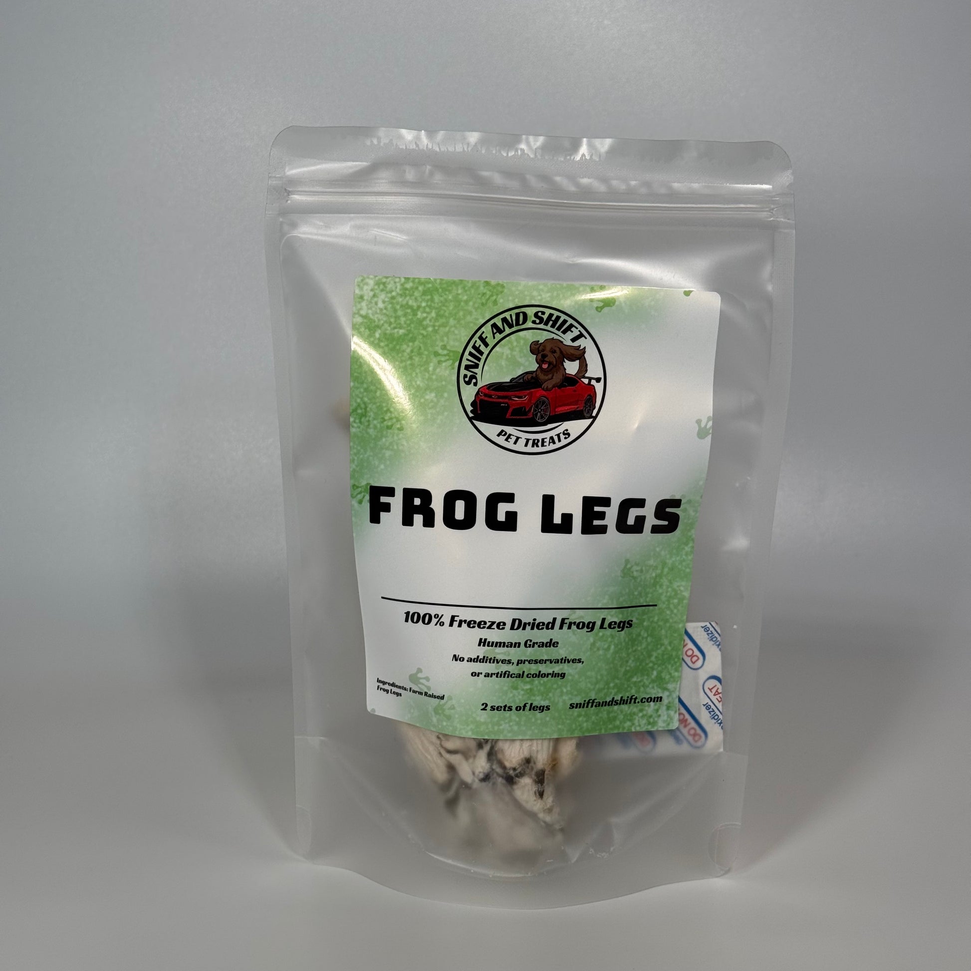 Sniff and Shift freeze dried frog legs for dogs and cats exotic single ingredient pet treat