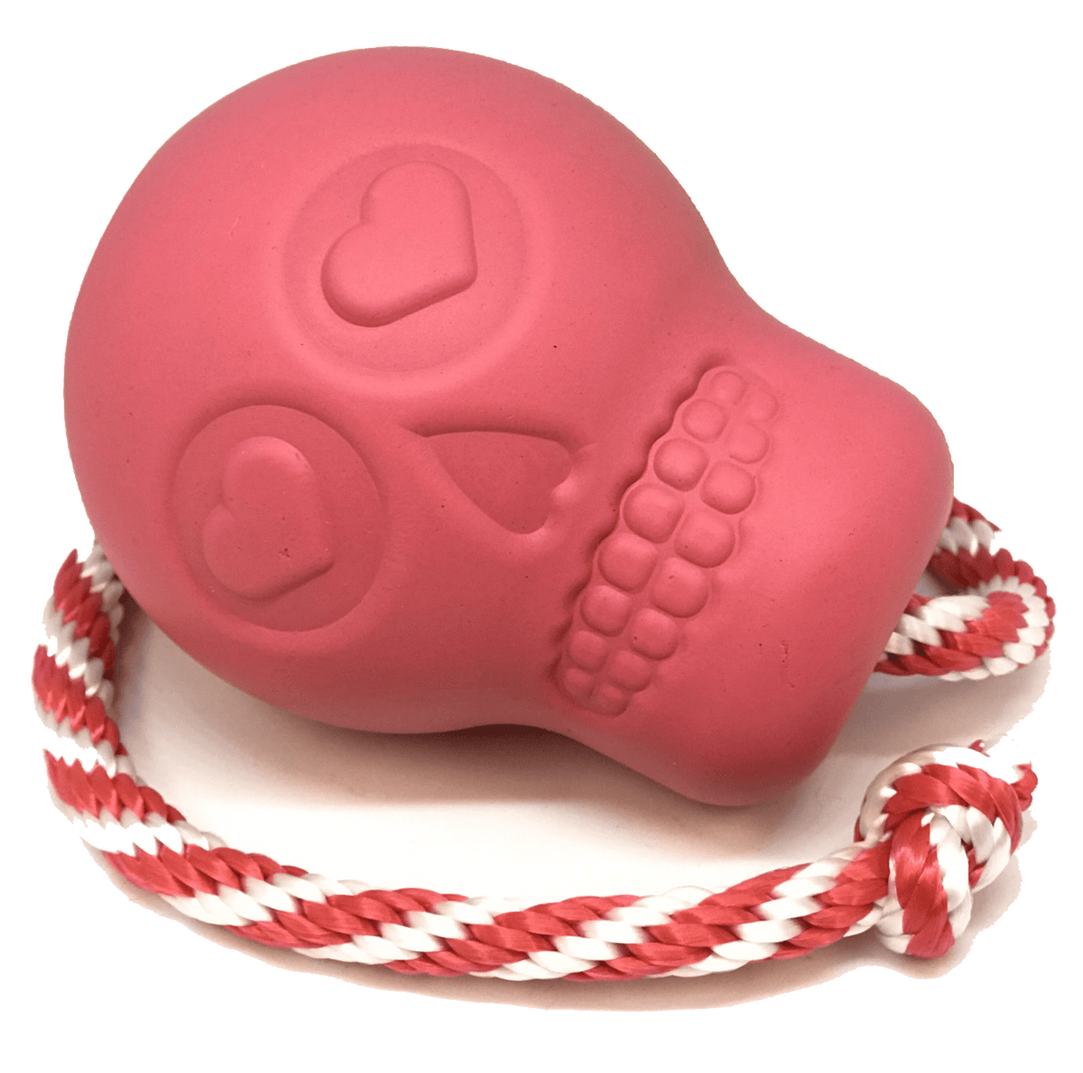 Pink USA-K9 Skull rubber chew toy and treat dispenser, Large size, SodaPup, sold through Sniff and Shift