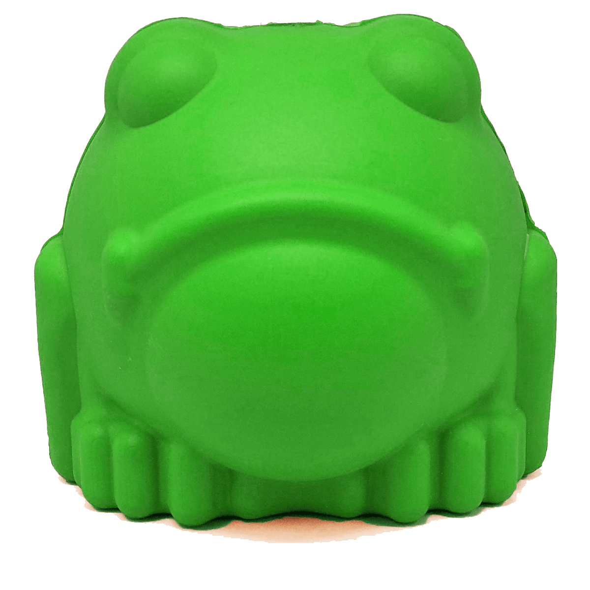 Green Bull Frog rubber chew toy and treat dispenser for large dogs, SodaPup, sold through Sniff and Shift