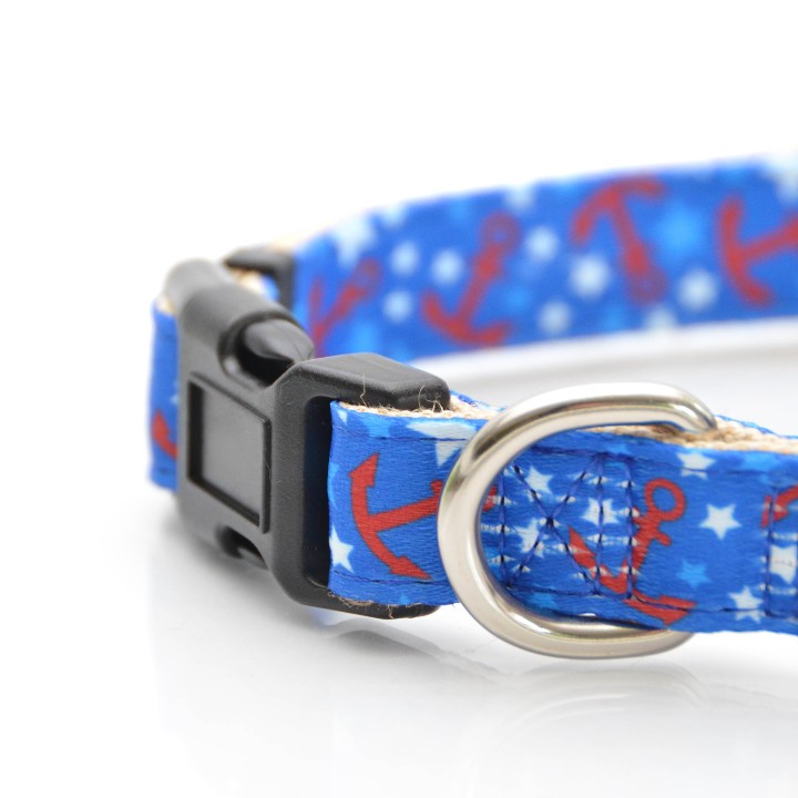 Nautical Bow Tie Dog Collar, 8 to 24 in