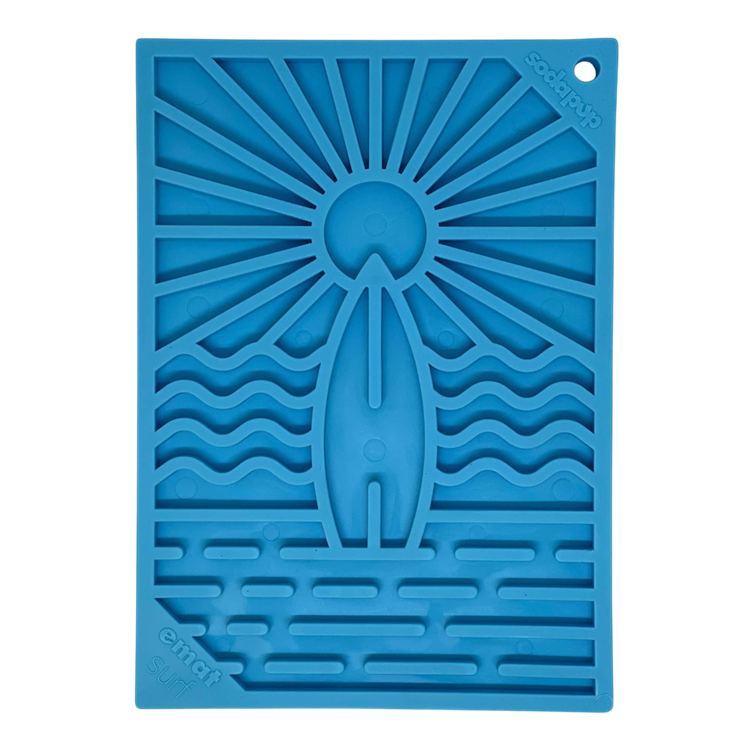 Small blue Surf's Up eMat lick mat for puppies and cats, SodaPup, sold through Sniff and Shift