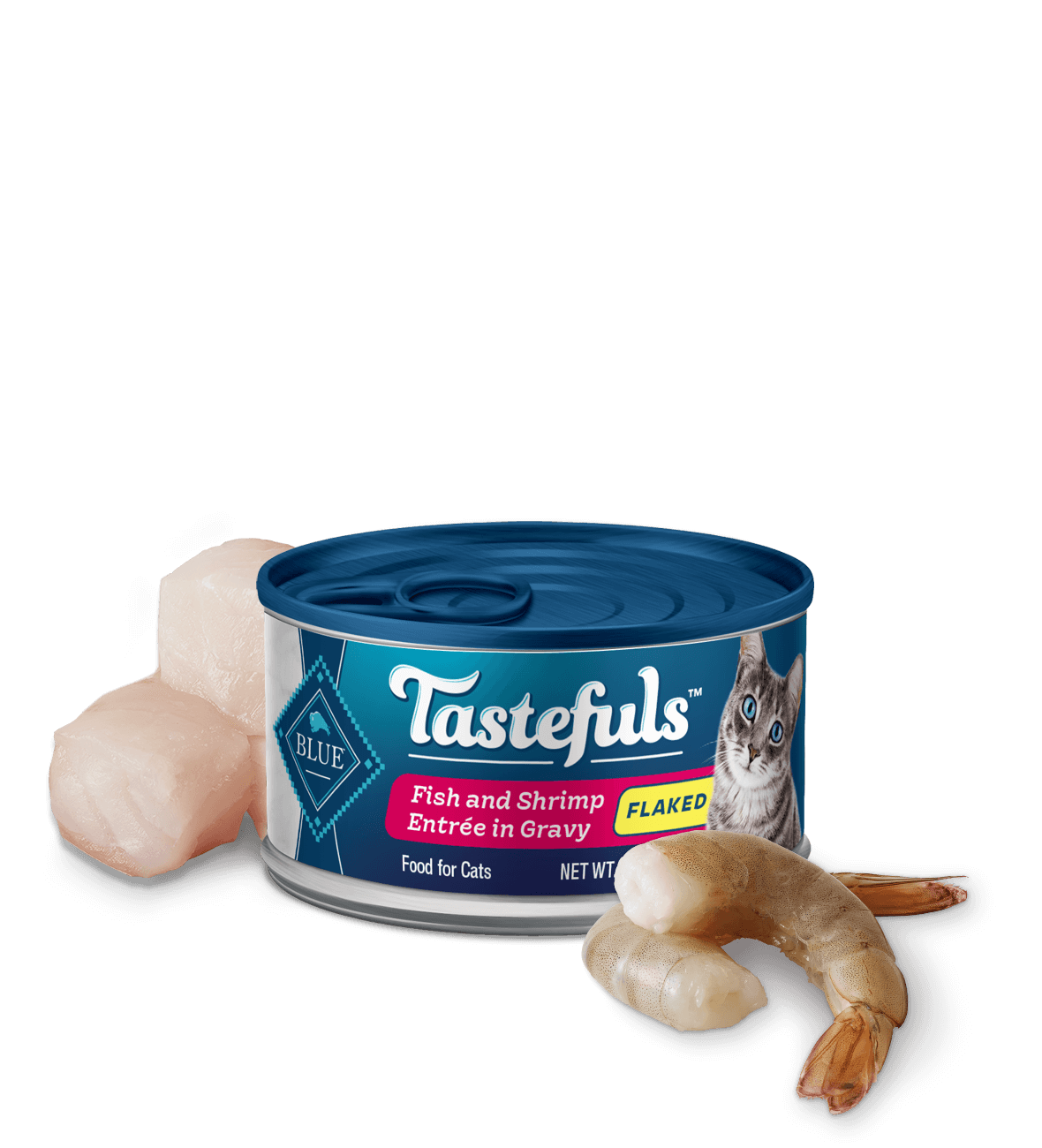 Blue Buffalo Tastefuls Flaked Fish and Shrimp in Gravy Entree wet cat food, 3oz can