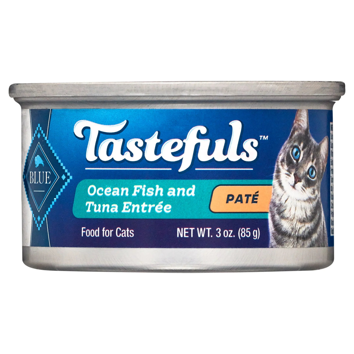 Blue Buffalo Tastefuls Ocean Fish and Tuna Pate Entree wet cat food can